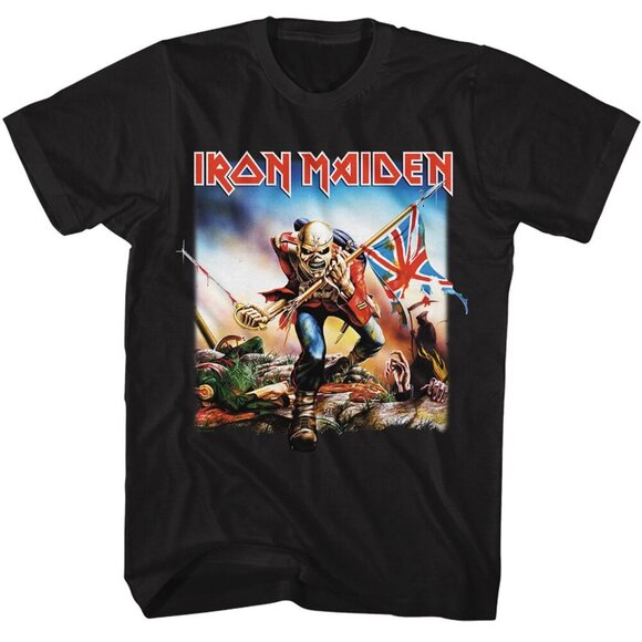 Sierra K Other - Iron Maiden The Trooper With Flag Heavy Metal Band Fan Tee 17